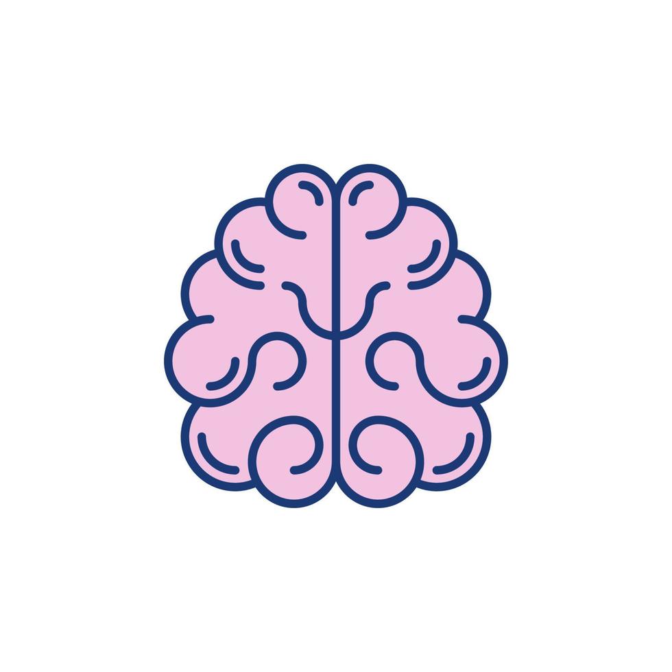 Human Brain colored icon - Vector symapses modern sign