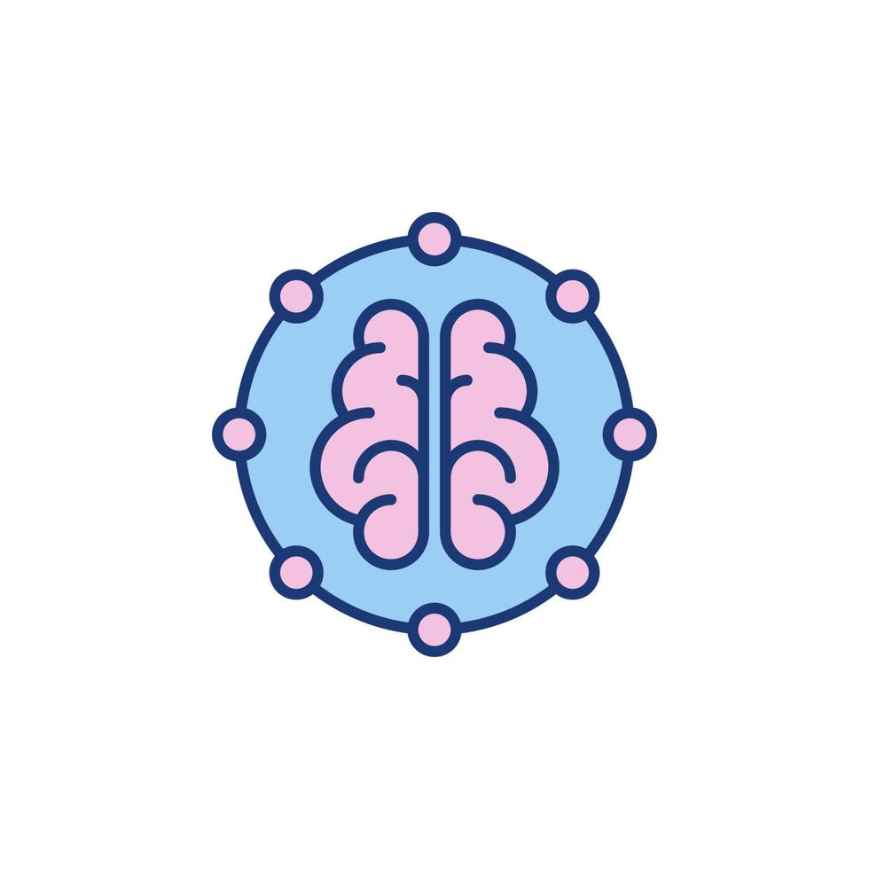 Human Brain Neuron Connections concept round colored icon vector