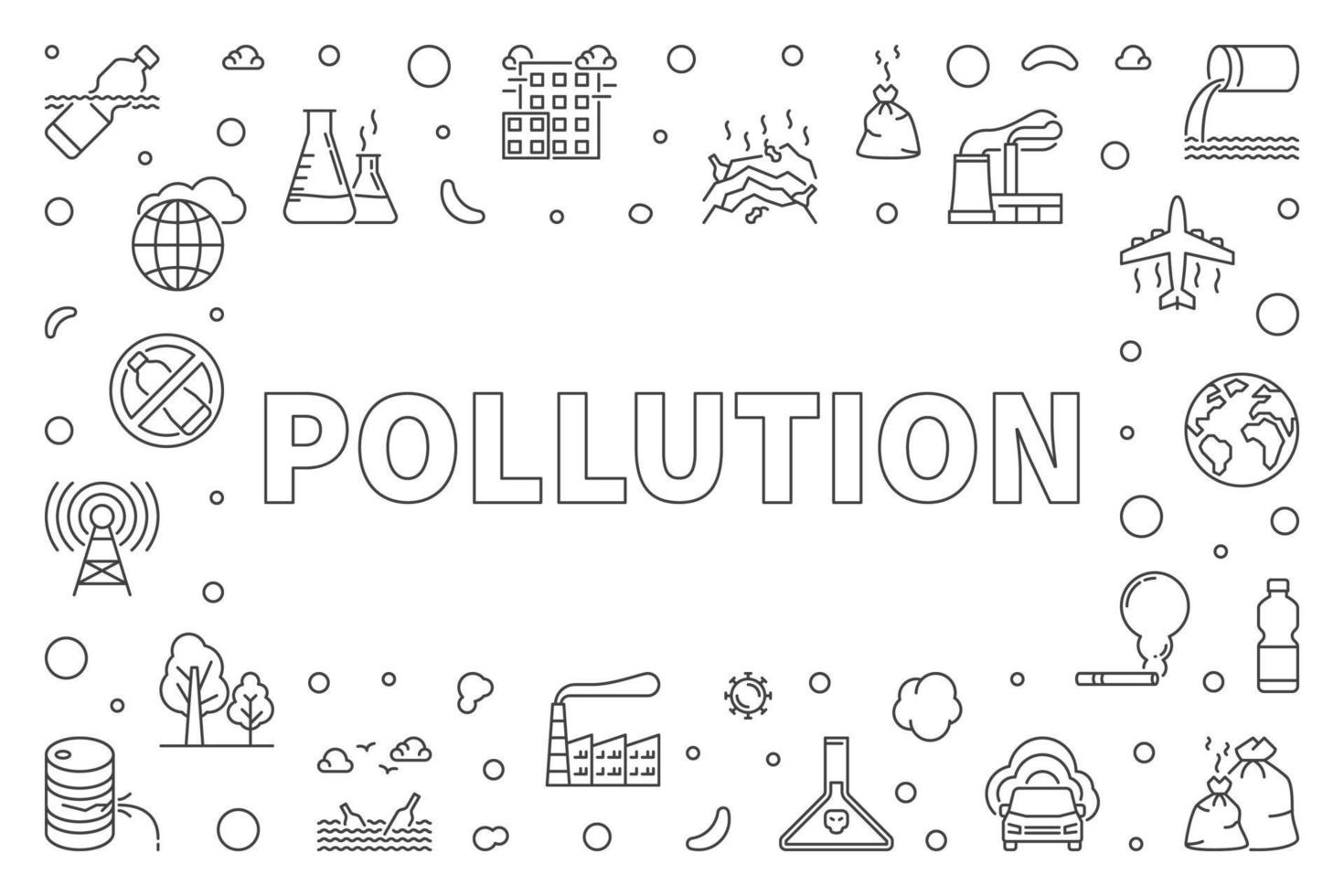 Pollution concept outline horizontal minimal Banner - Vector illustration