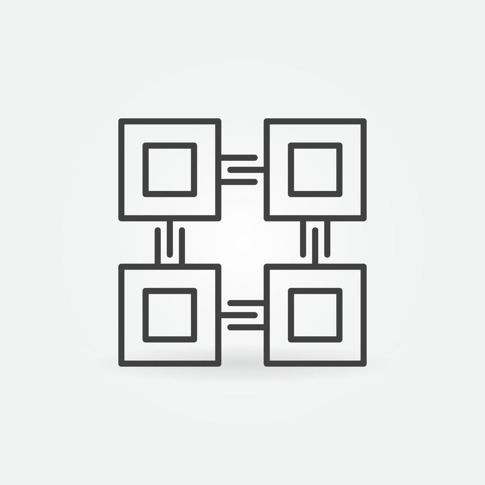 Blockchain Computer Technology linear vector concept icon