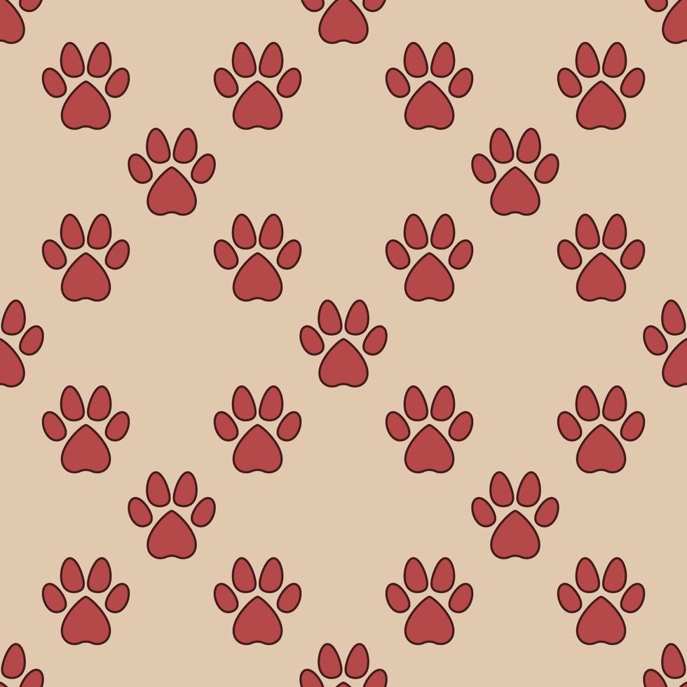 Cat or Dog Trace Paw Prints seamless repeating background vector