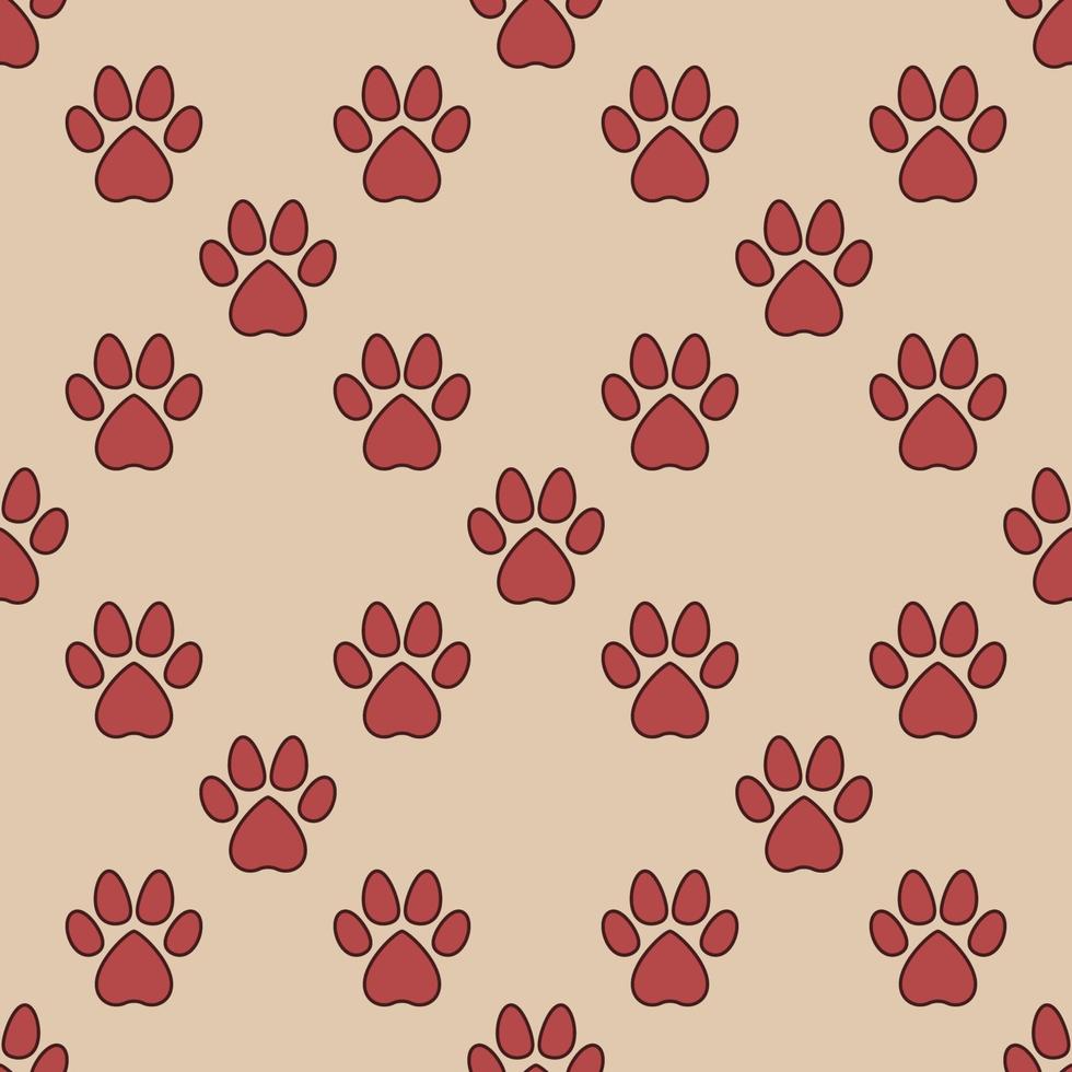 Cat or Dog Trace Paw Prints seamless repeating background vector