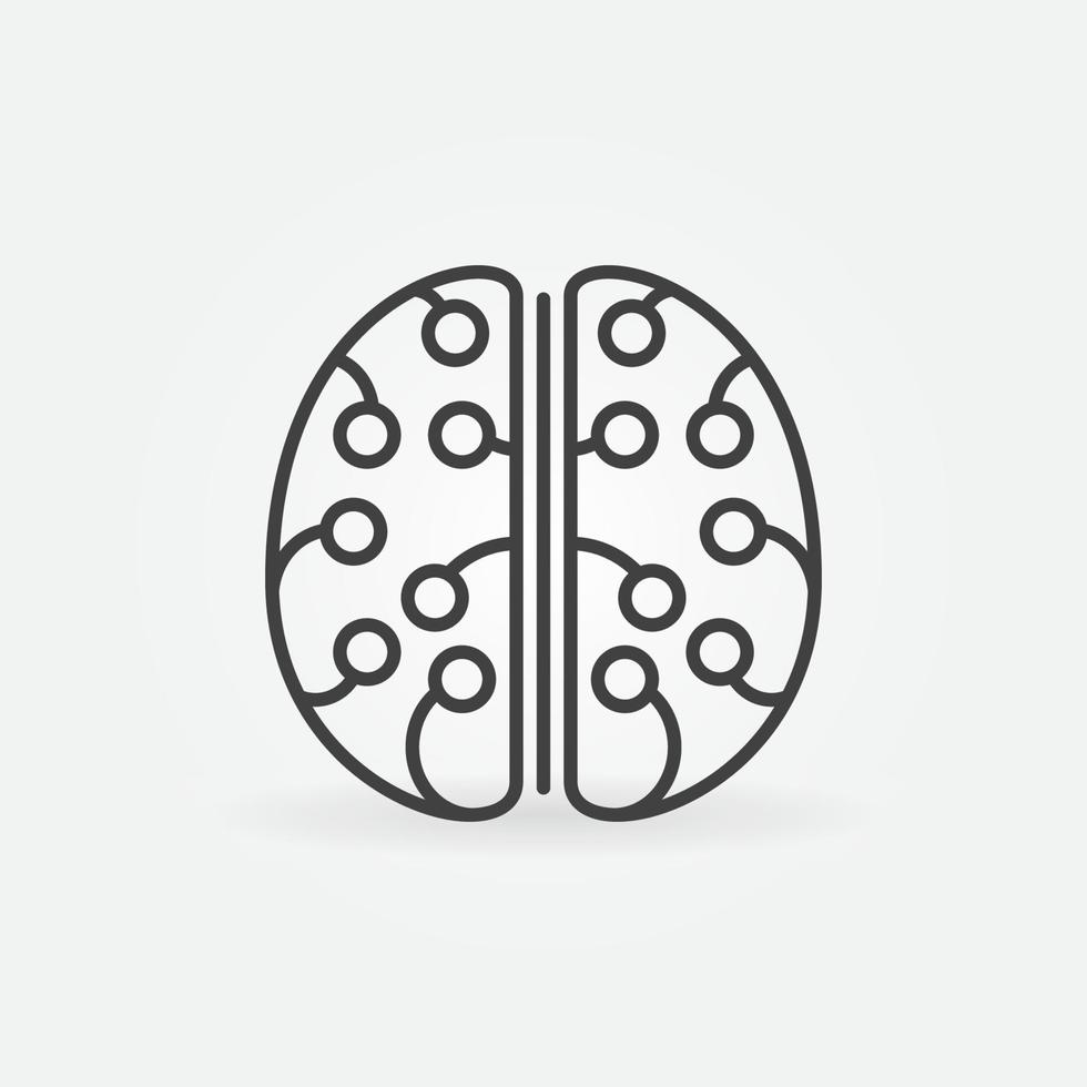 cerebro humano con icono de concepto de vector de línea de conexiones de neuronas
