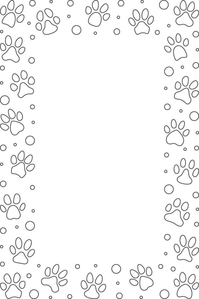 Pet Paw Prints Vertical Frame or Border - Vector illustration