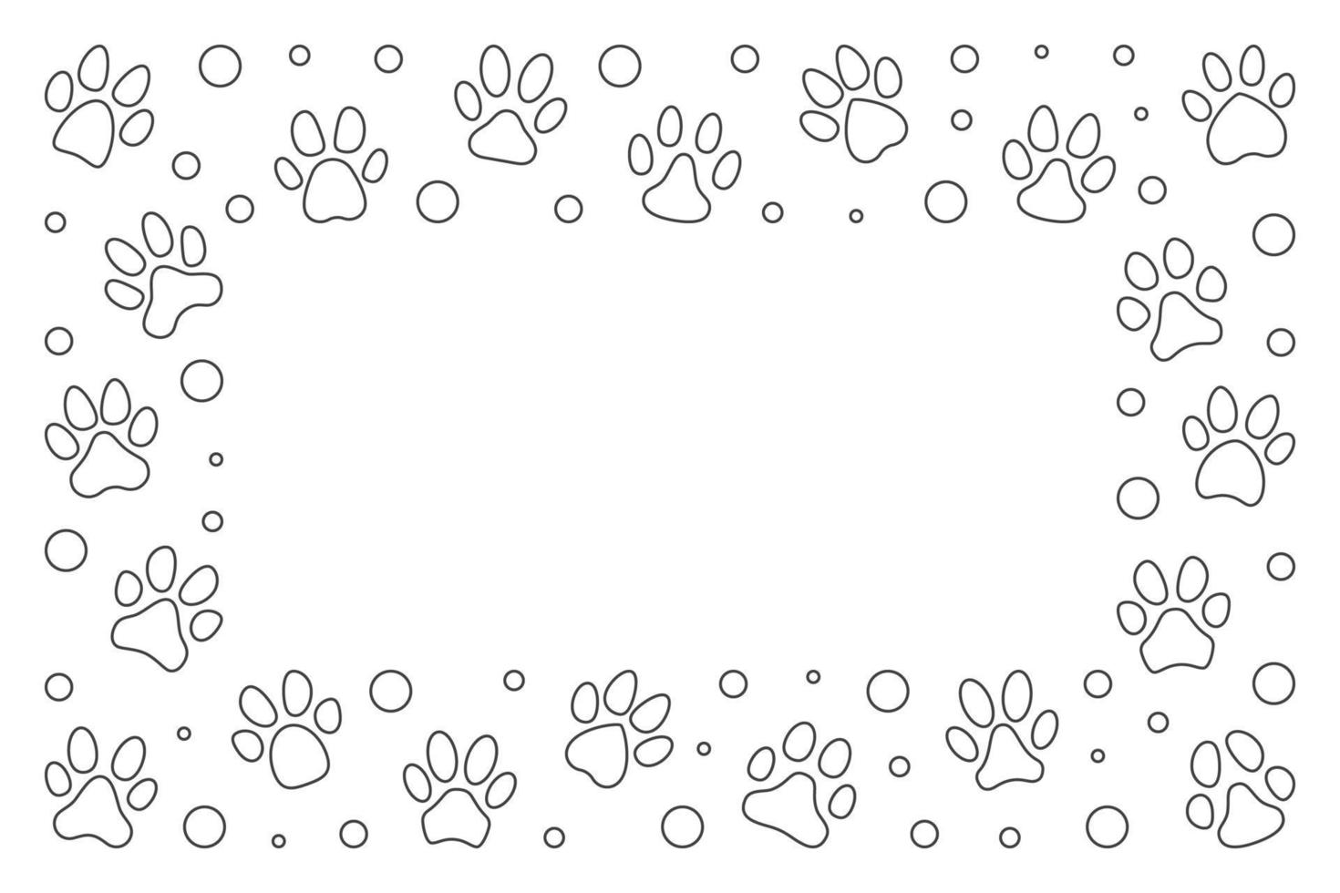 Horizontal  Frame made of Pet paw Prints outline symbols vector