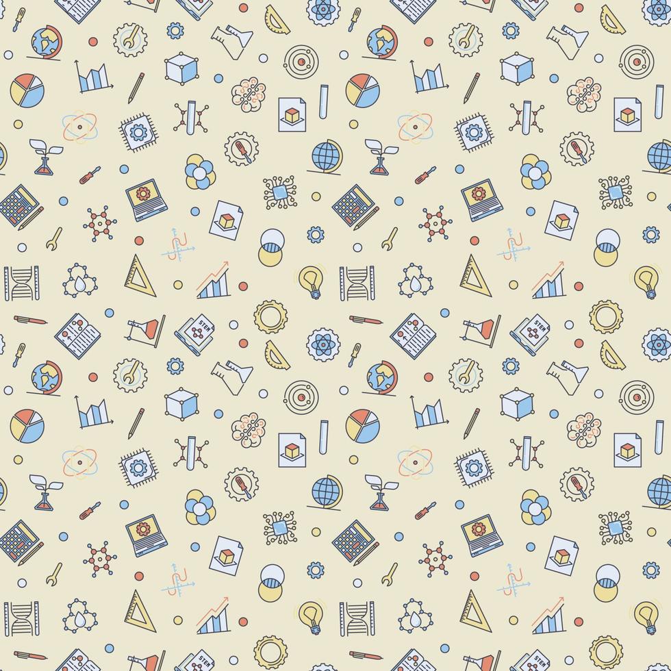 STEM Education vector Science concept colored seamless pattern