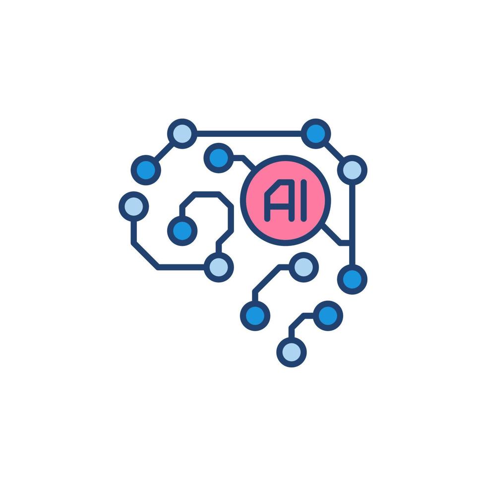 AI Artificial Intelligence Brain colored icon. Cyberbrain vector symbol