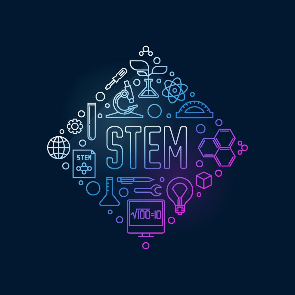 STEM concept Diamond-Shaped colored vector banner