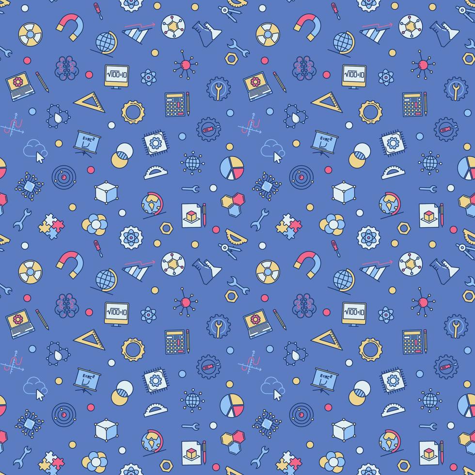 STEM concept seamless pattern vector colored background