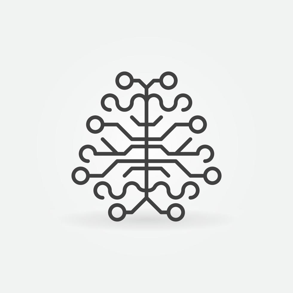 AI or ML Brain vector concept simple line icon or symbol