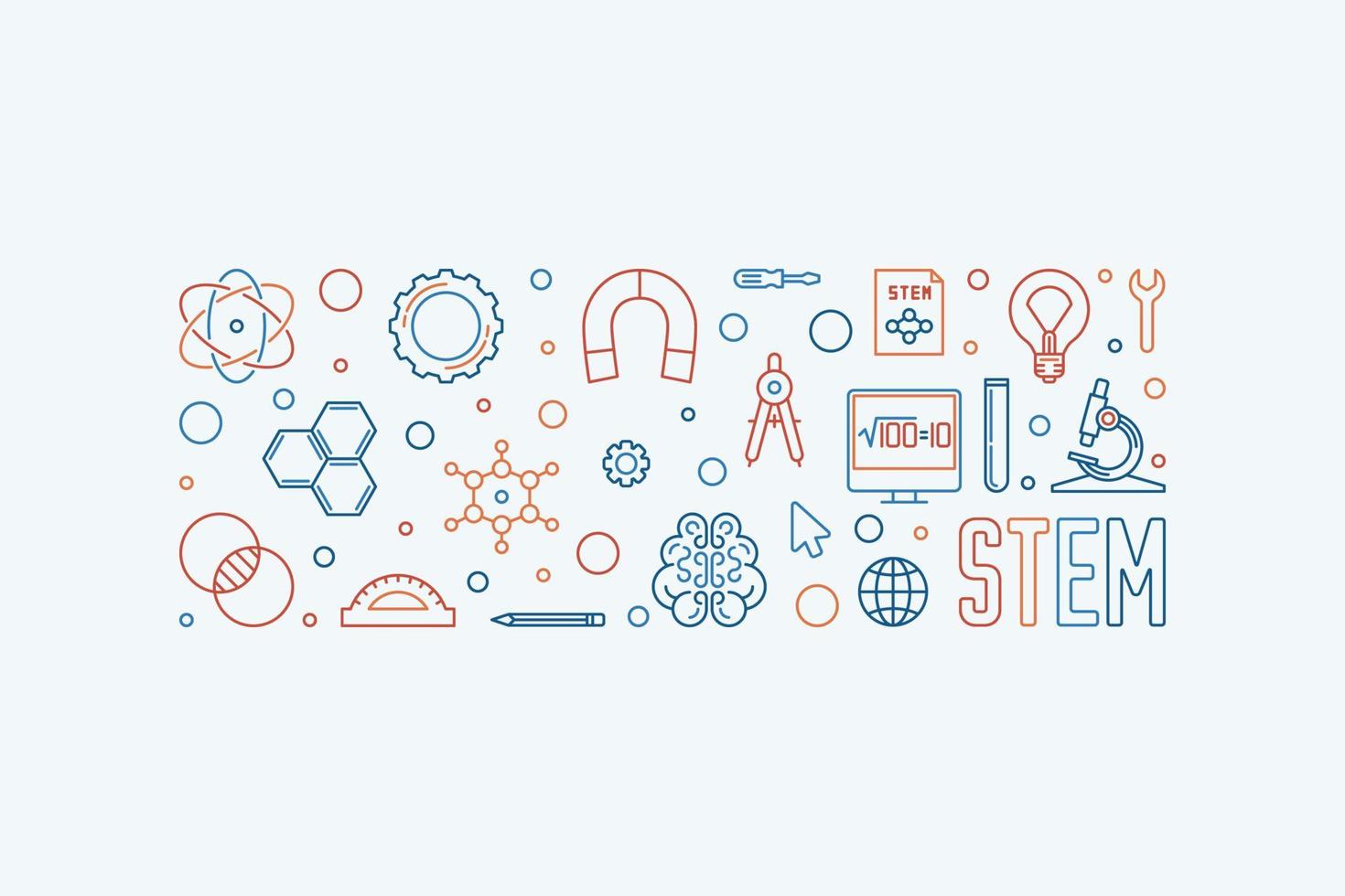 Science and Math - STEM vector horizontal creative banner