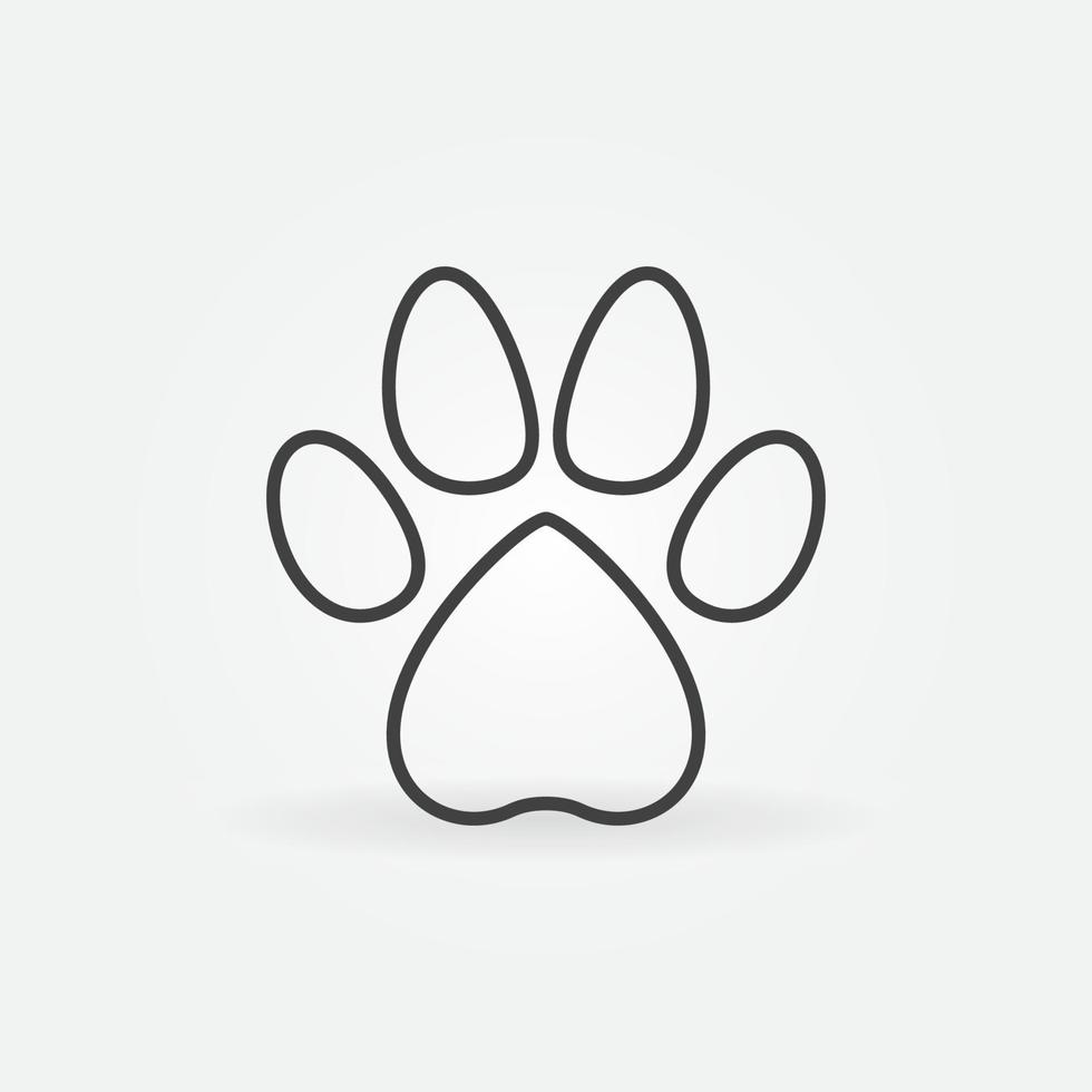 Puppy or Dog Paw Print linear vector concept icon or logo