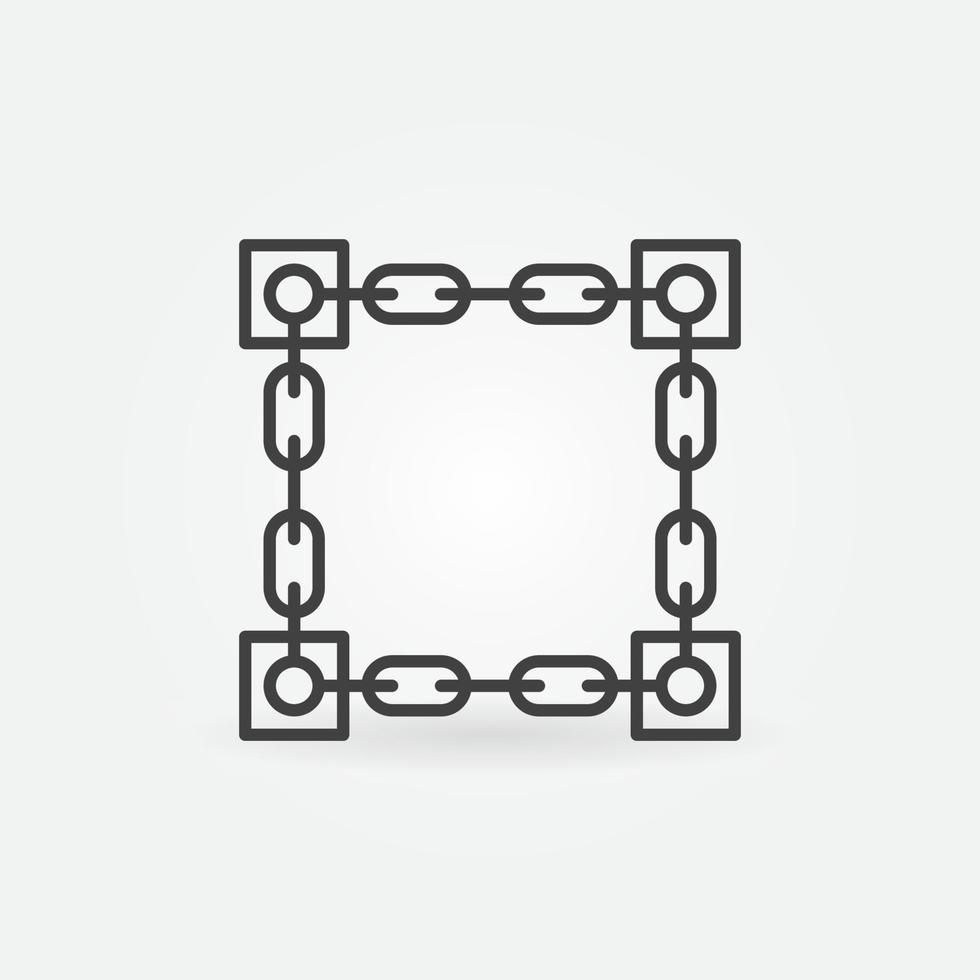 Blockchain - Connected Chains with Blocks line vector icon