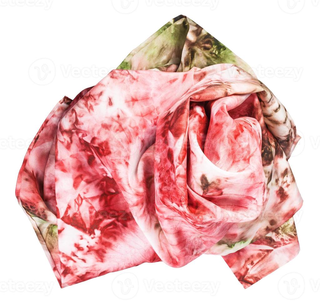 crumpled silk scarf with abstract red pattern photo