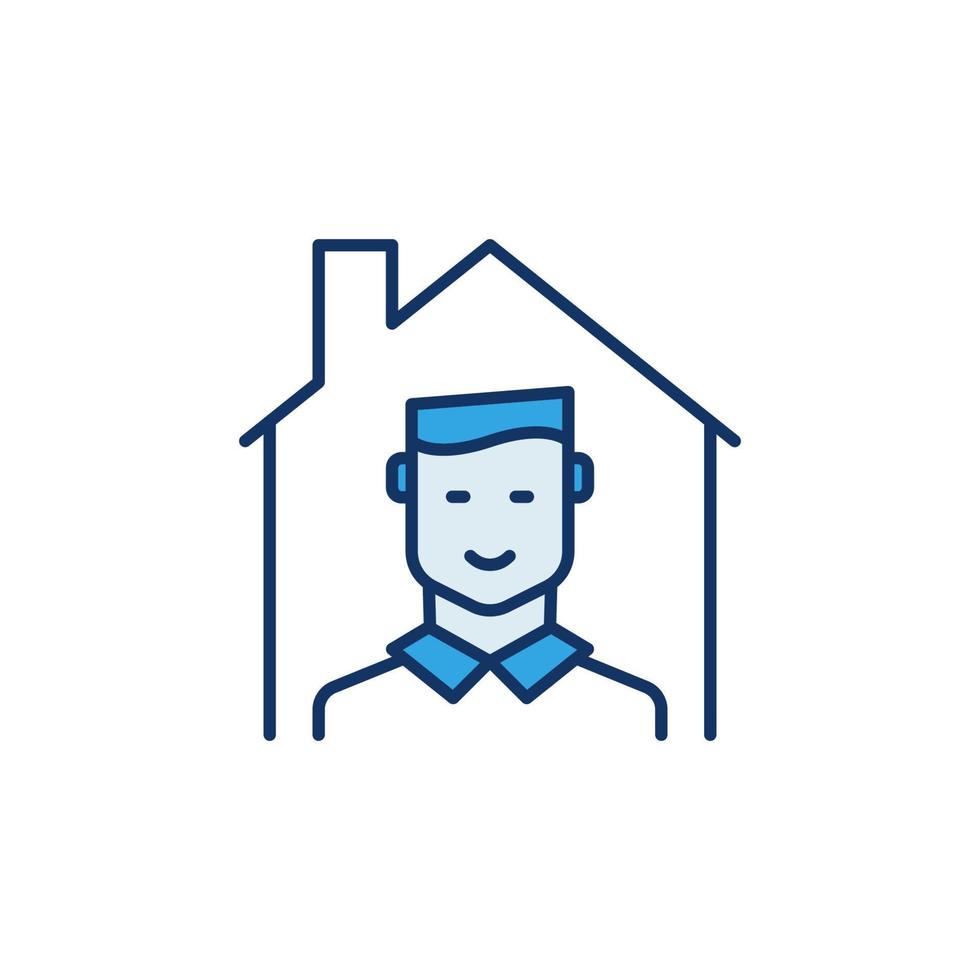 House with Man inside colored icon - vector Realtor concept symbol