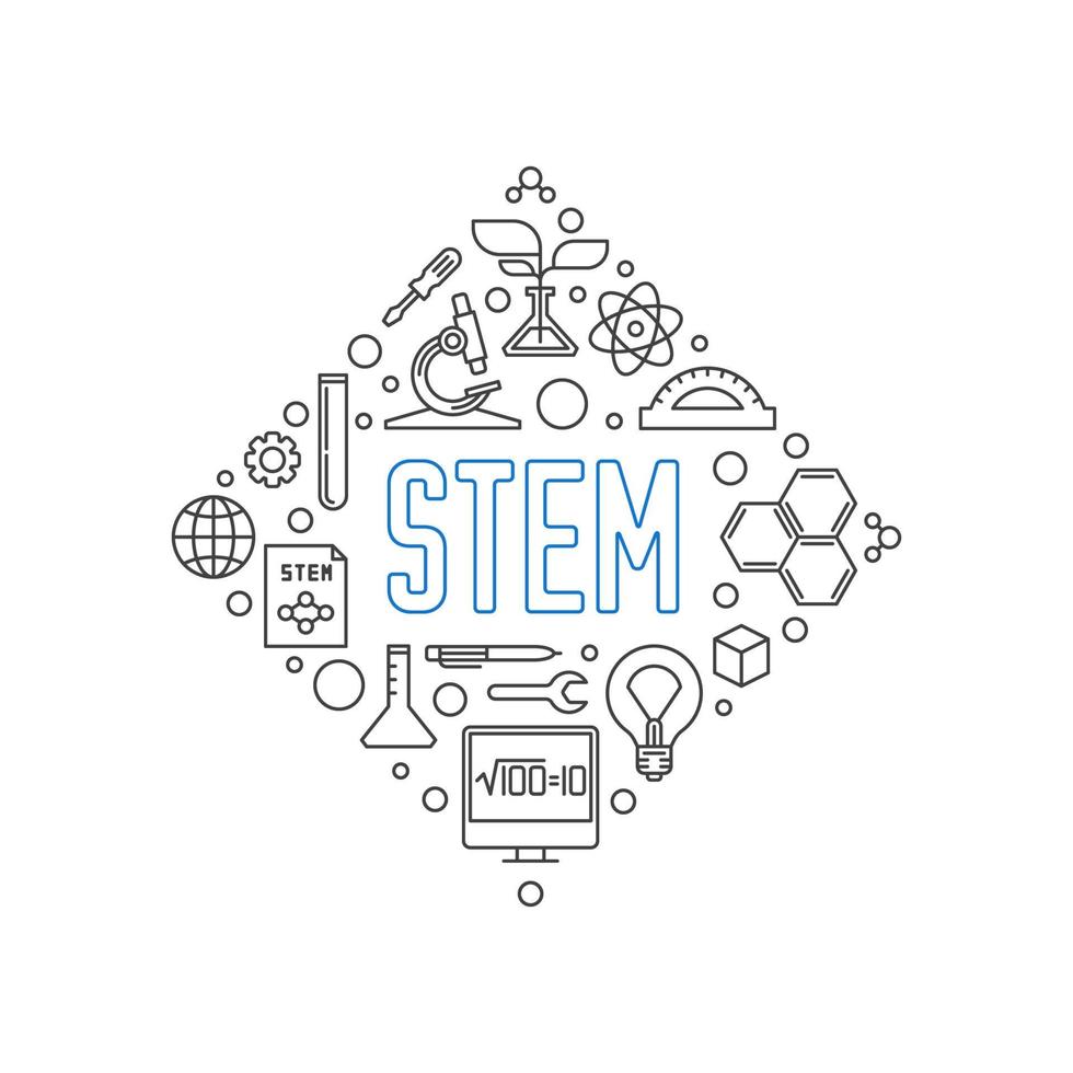 STEM concept diamond shaped vector simple banner