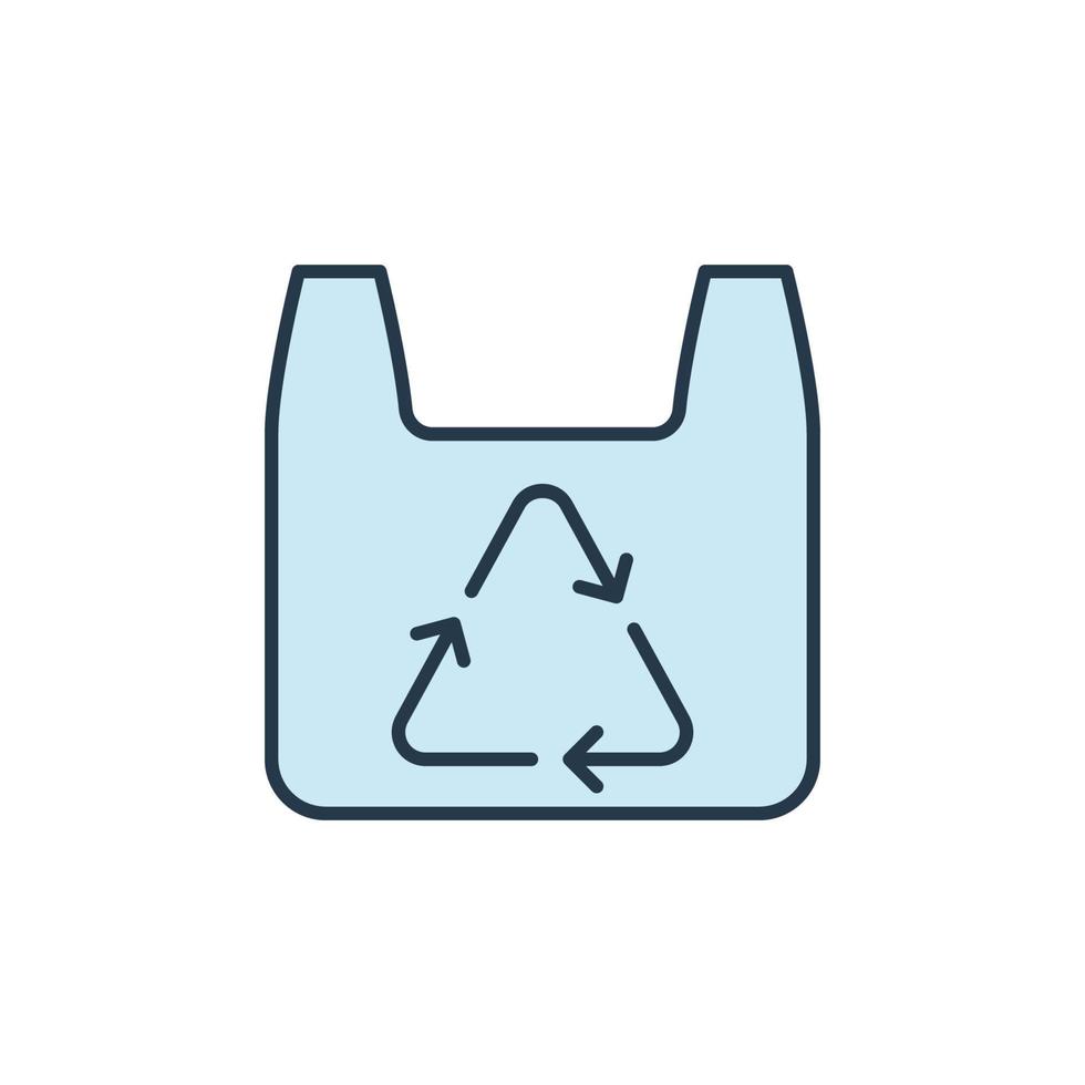 icono de color de concepto de reciclaje de vector de reciclaje de bolsa de plástico