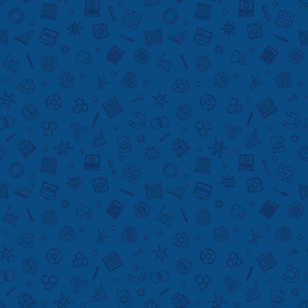 STEM vector concept blue seamless pattern or background