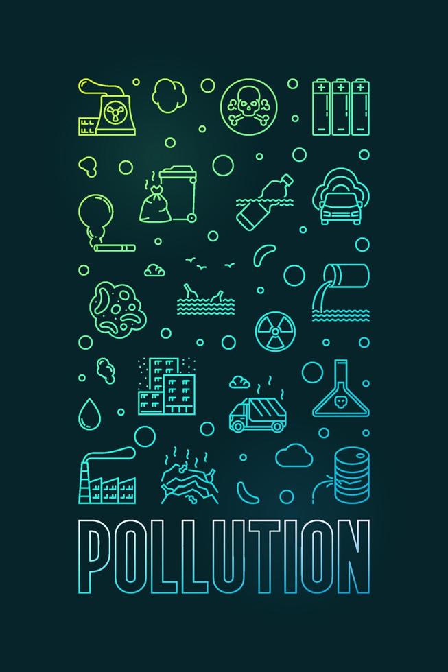 Stop Pollution outline vertical creative Frame. Vector illustration
