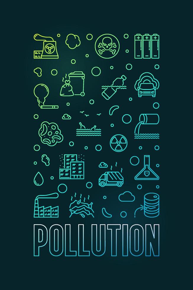 Stop Pollution outline vertical creative Frame. Vector illustration