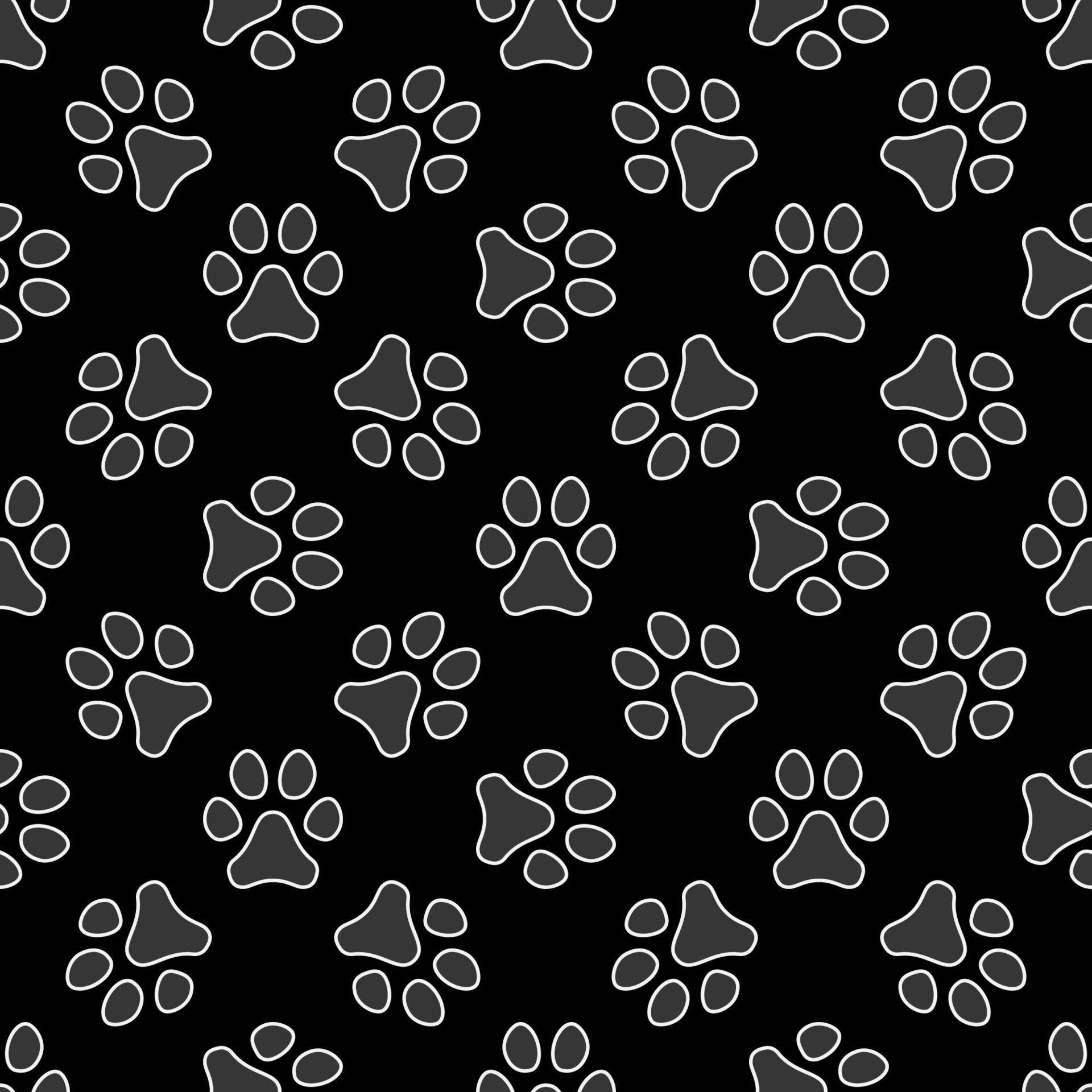 Puppy Or Dog Foot Print Vector Dark Seamless Pattern 12777966 Vector 