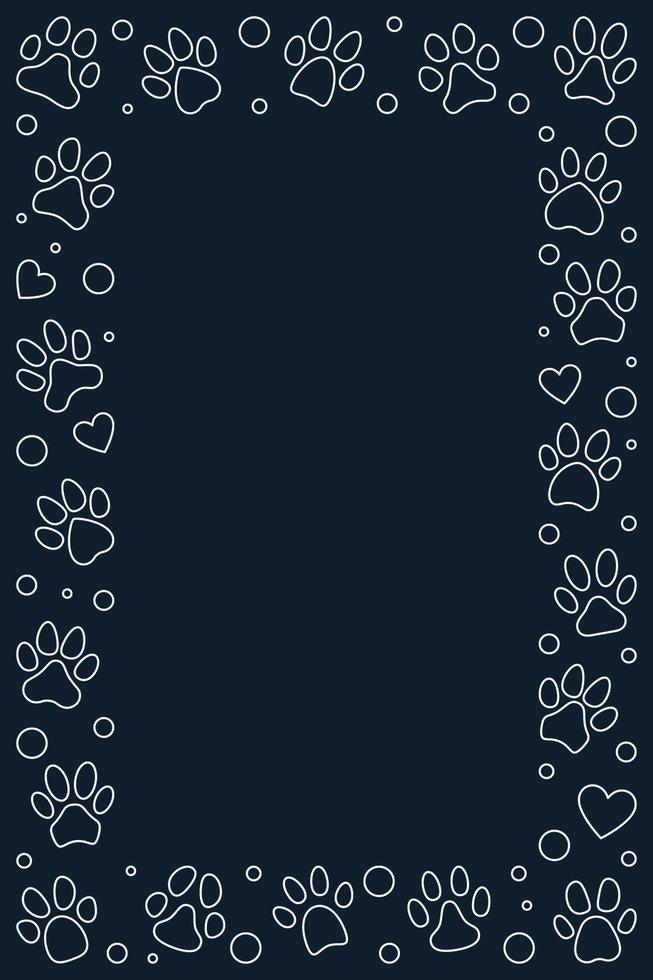 Huellas de pata de gato o perro marco vertical - ilustración vectorial vector