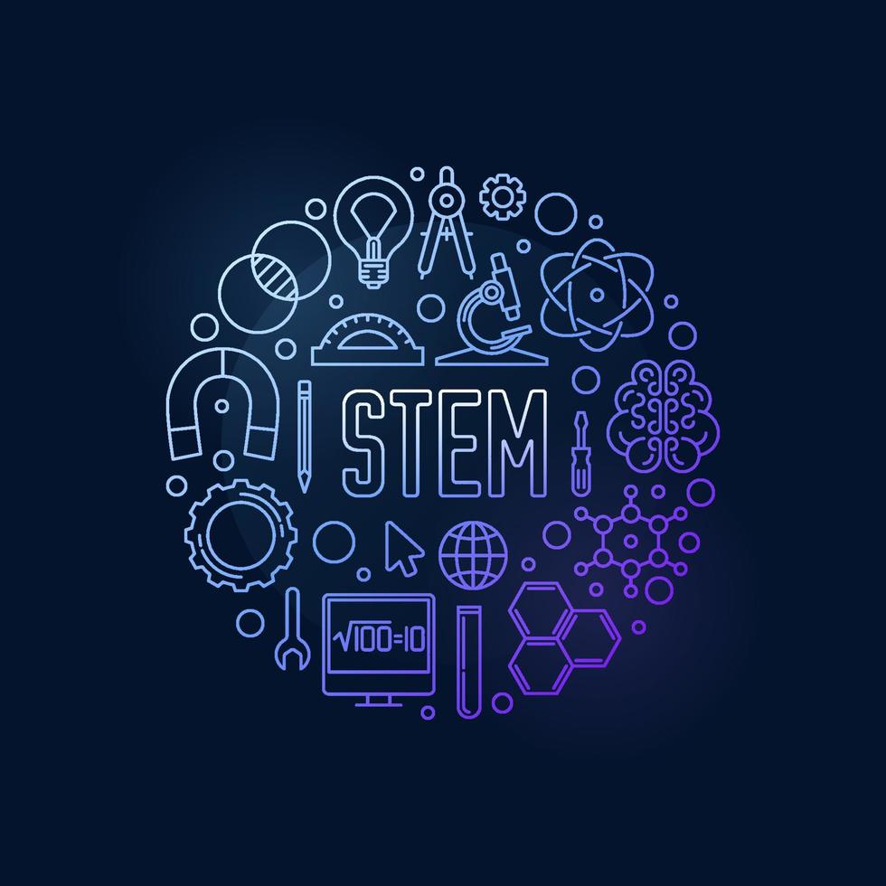 STEM vector round creative colored outline banner