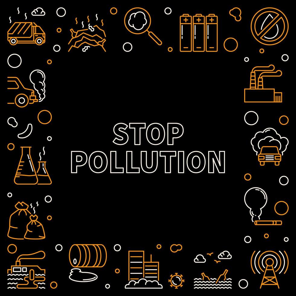 Stop Pollution vector Save Environment concept linear Frame