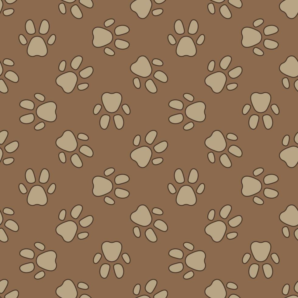 Dog or Cat Paw Print vector brown Seamless Pattern
