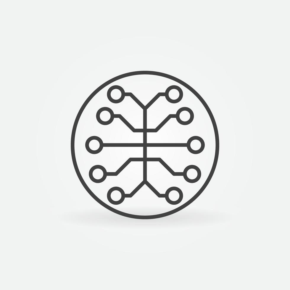Brain Synapses vector Mind concept round outline icon