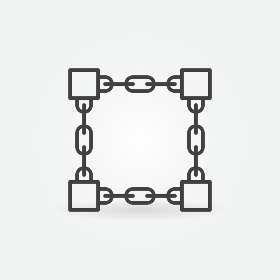Blocks with Chain line icon. Vector Blockchain concept sign