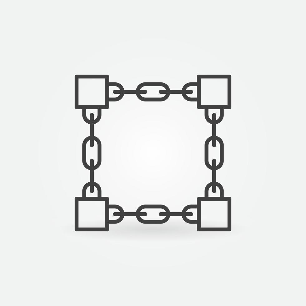 Blocks with Chain line icon. Vector Blockchain concept sign