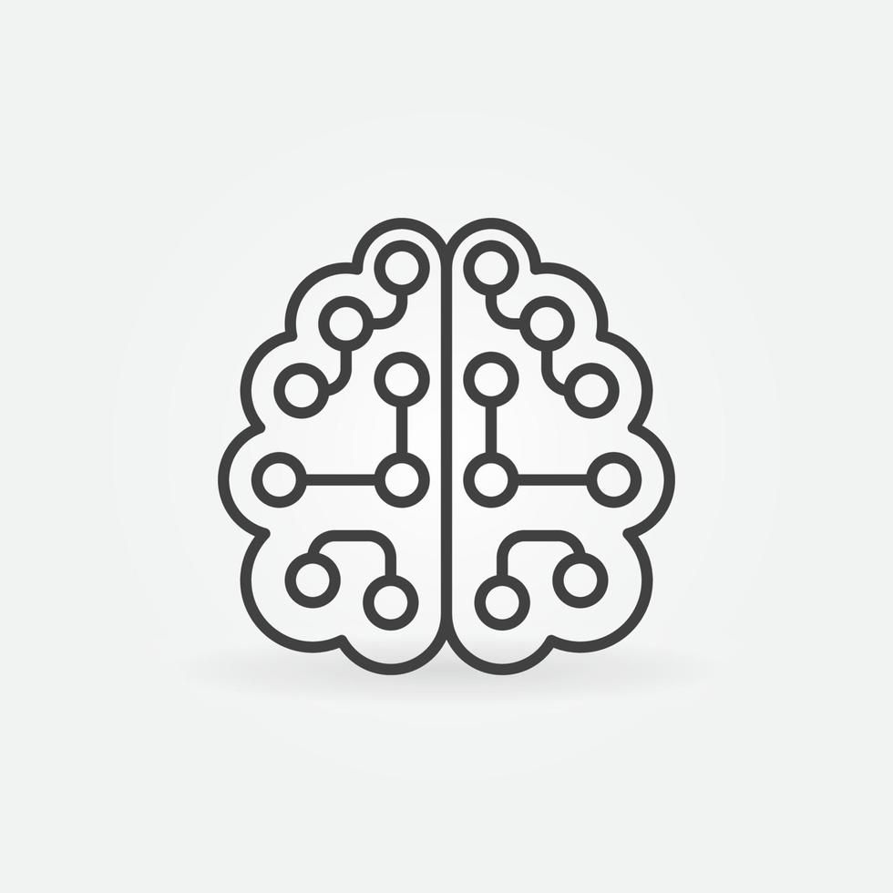 Artificial Intelligence Brain vector linear icon. AI concept sign