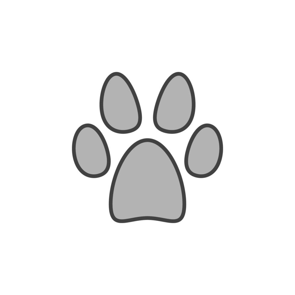 Puppy Foot Print gray icon - Animal Paw Mark vector sign