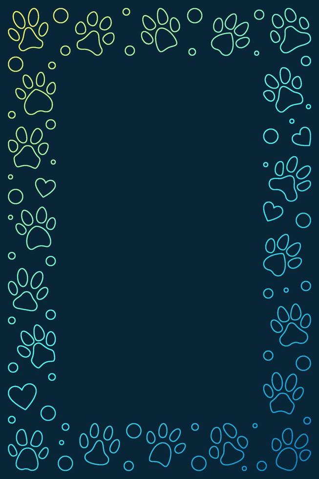 Animal Paw Prints Vertical colored frame - vector modern banner