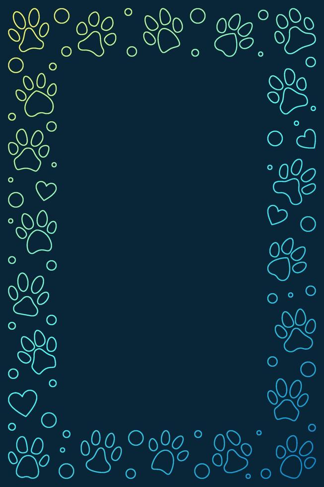 Animal Paw Prints Vertical colored frame - vector modern banner