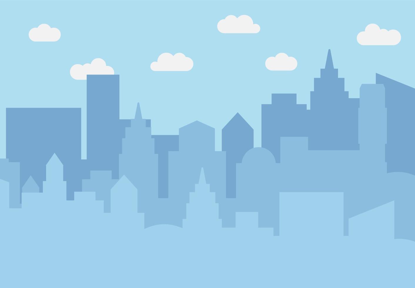 City landscape with skyscrapers in the daytime. Vector illustration