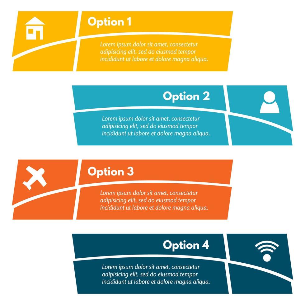 Four elements of infographic design with icons. Step by step infographic design template. Vector illustration