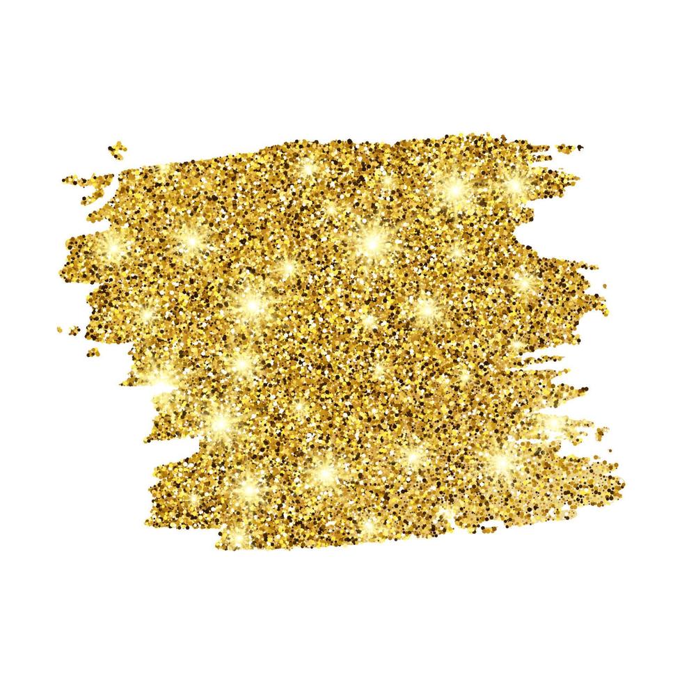 Golden Paint Glittering backdrop on a white background. Background with gold sparkles and glitter effect. Empty space for your text. Vector illustration