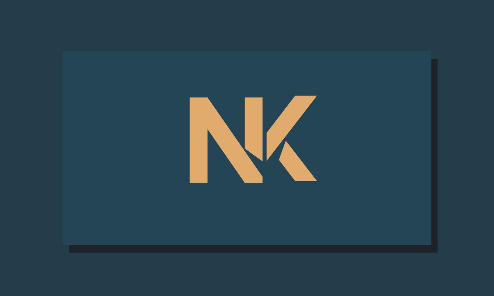 alfabeto letras iniciales monograma logo nk, kn, n y k vector