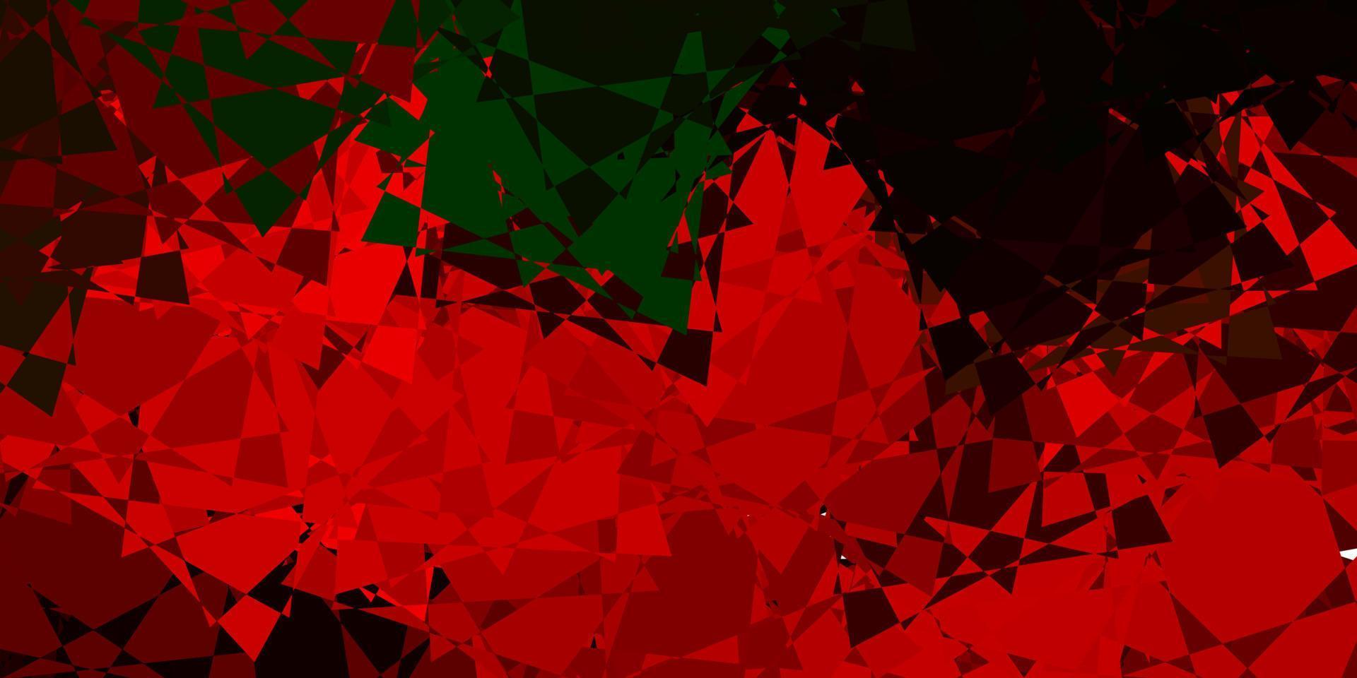 patrón de vector verde oscuro, rojo con formas poligonales.