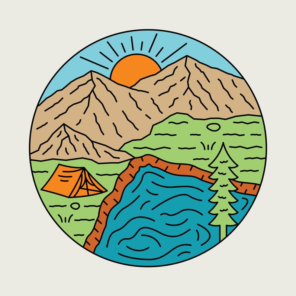 camping con buena vista en la naturaleza ilustración gráfica arte vectorial diseño de camiseta vector