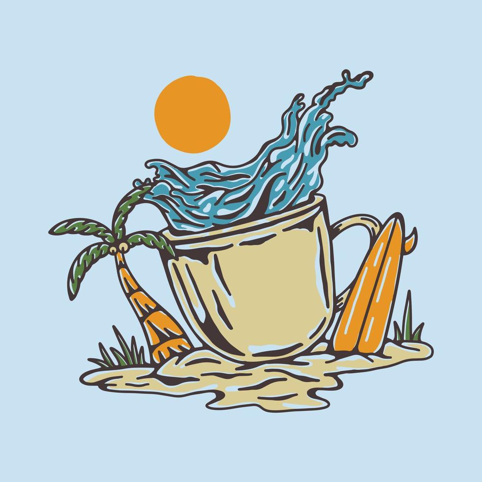 Chill and drink on the beach graphic illustration vector art t-shirt design