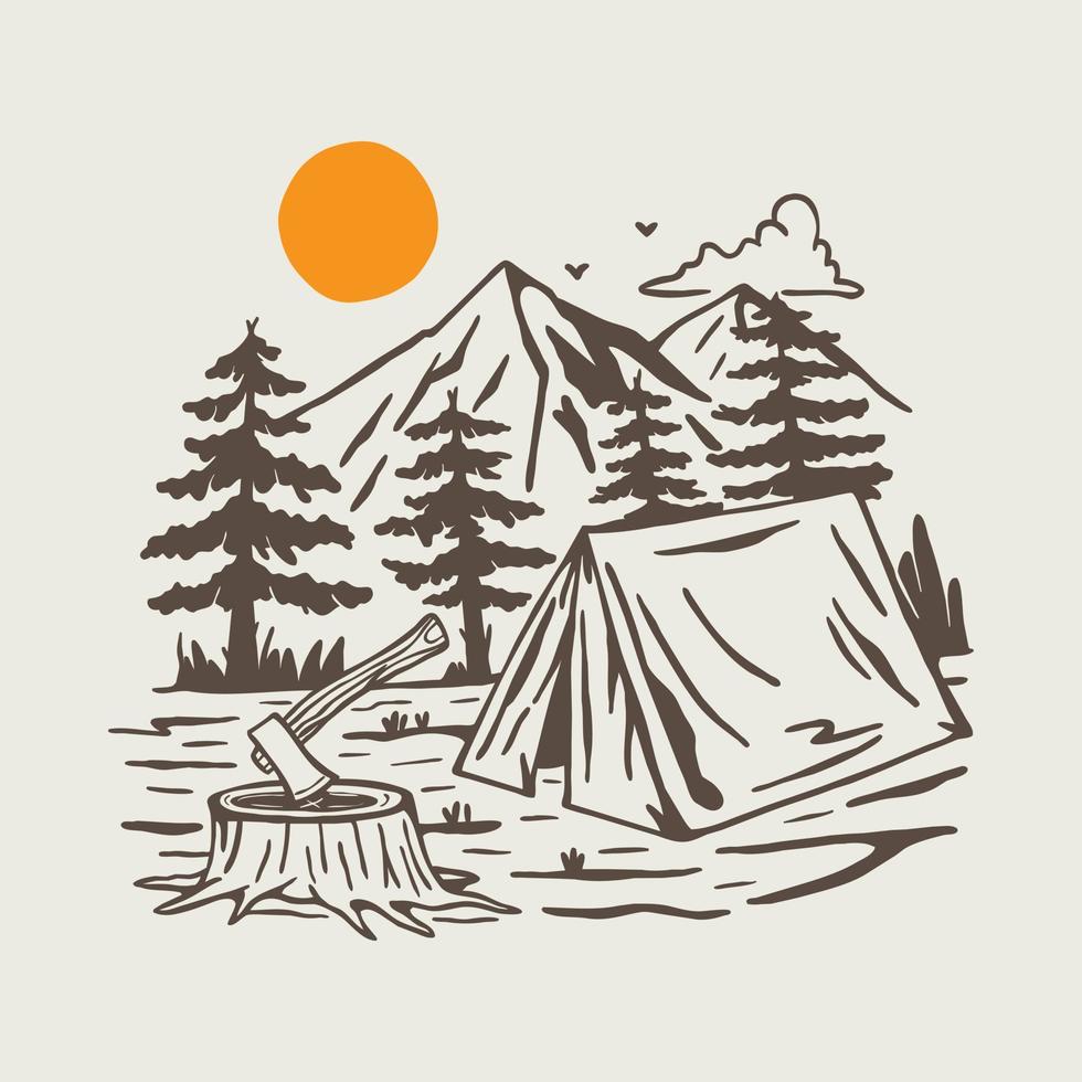 mañana en la naturaleza ilustración gráfica arte vectorial diseño de camiseta vector