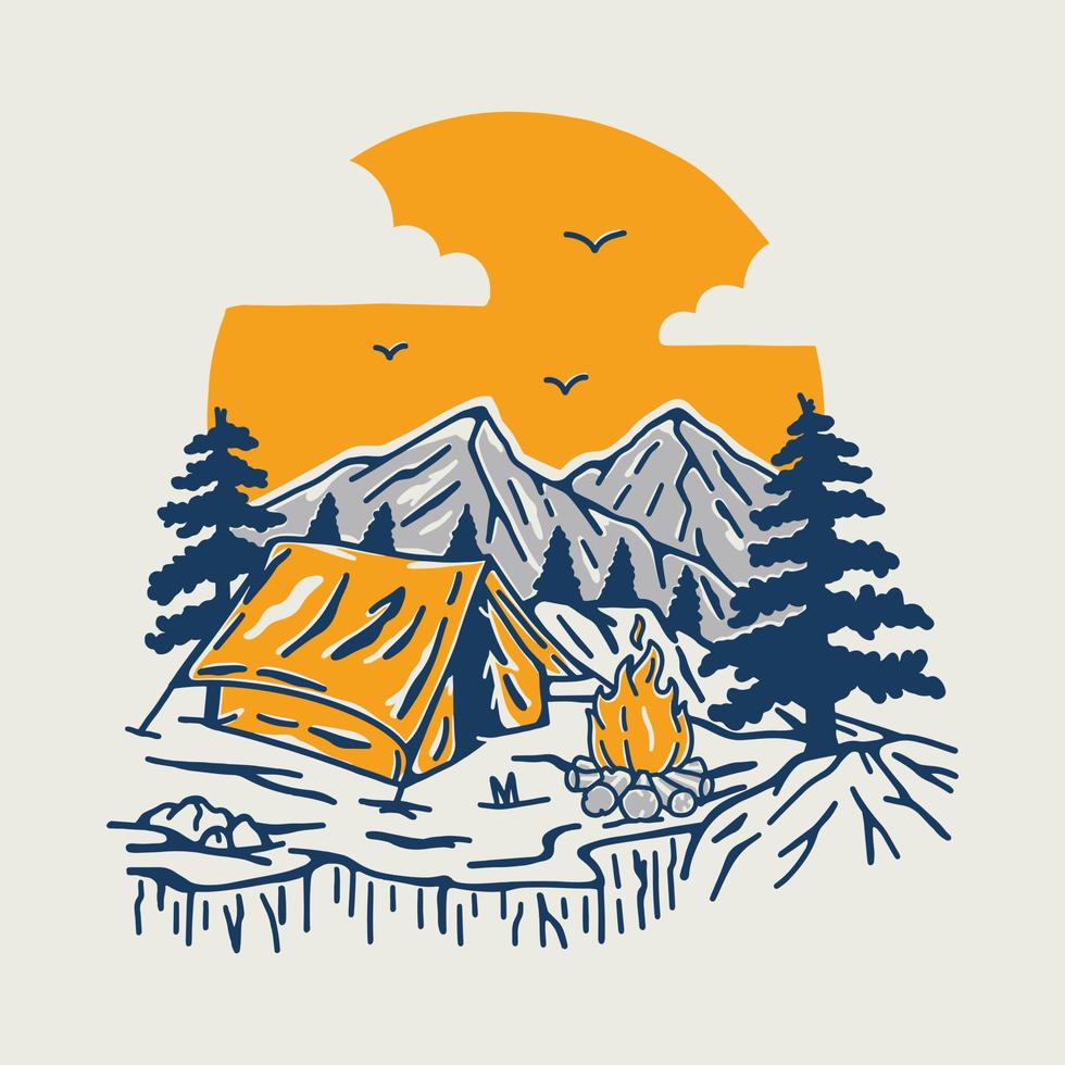 buenos días naturaleza ilustración gráfica arte vectorial diseño de camiseta vector