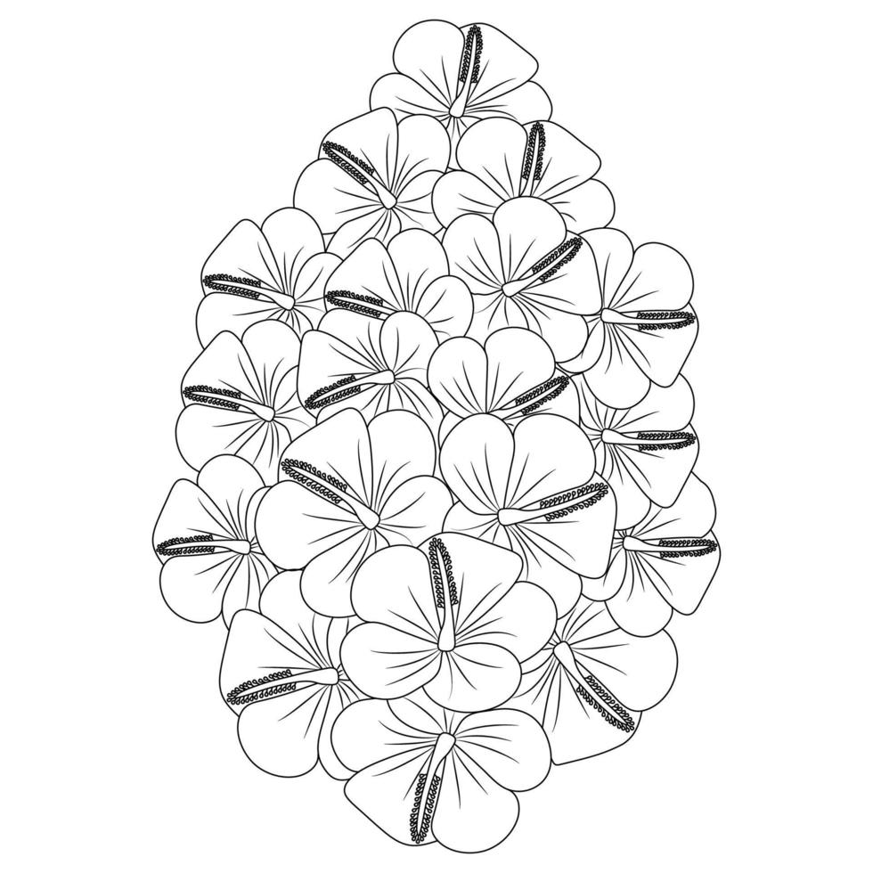 hibiscus syriacus flower or common hibiscus flower coloring page of book illustration outline design vector