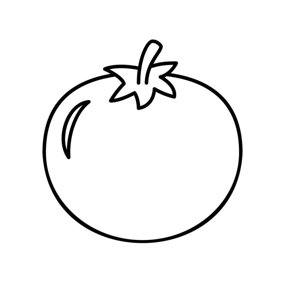 icono de tomate para fruta o verdura en estilo de contorno negro vector