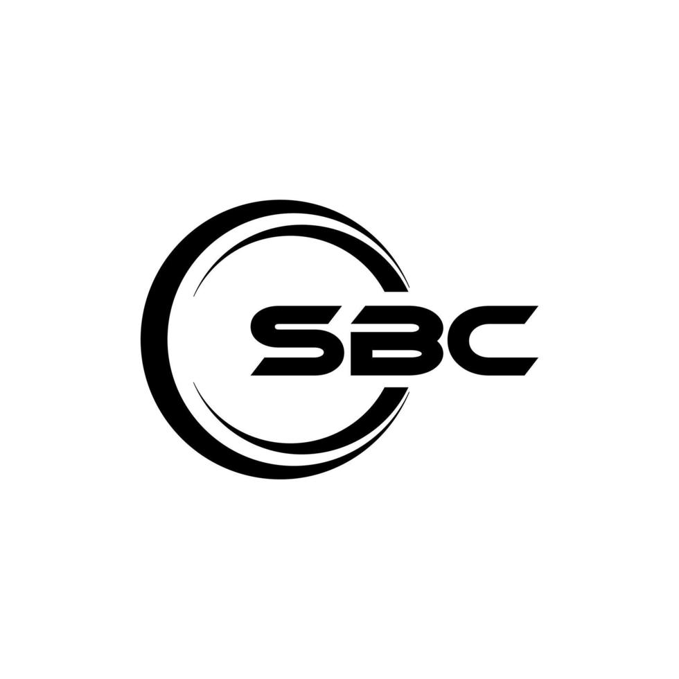 diseño de logotipo de letra sbc con fondo blanco en illustrator. logotipo vectorial, diseños de caligrafía para logotipo, afiche, invitación, etc. vector