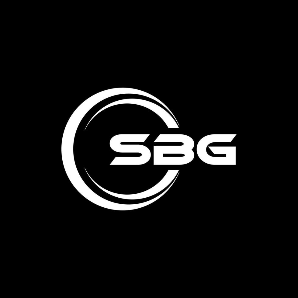 SBG letter logo design with black background in illustrator. Vector logo, calligraphy designs for logo, Poster, Invitation, etc.