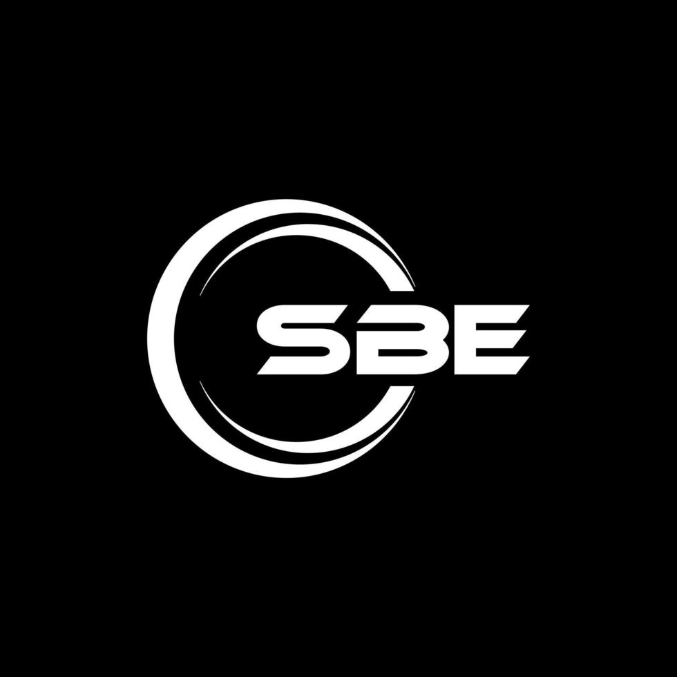 diseño de logotipo de letra sbe con fondo negro en illustrator. logotipo vectorial, diseños de caligrafía para logotipo, afiche, invitación, etc. vector